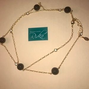 Rivka Friedman 36” Onyx and CZ station necklace